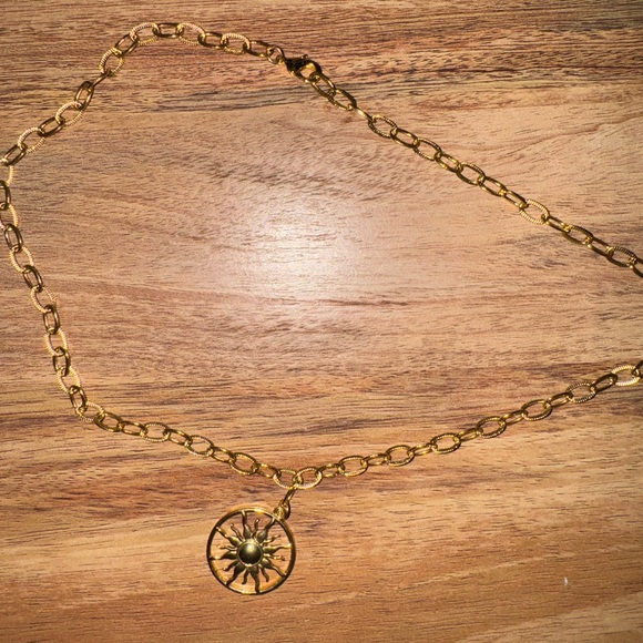 Logan Tay REM necklace. Gold sunburst design. - Picture 3 of 4